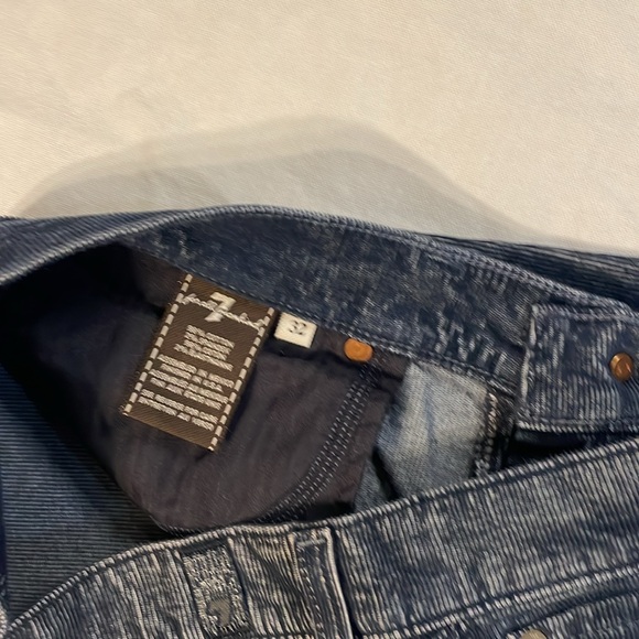 7 For All Mankind Women’s Blue Velvet Corduroy Cropped & Skinny Jeans Pants 32 - Picture 6 of 12